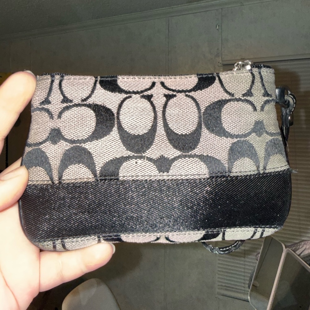 Coach Black and Tan Signature Wristlet